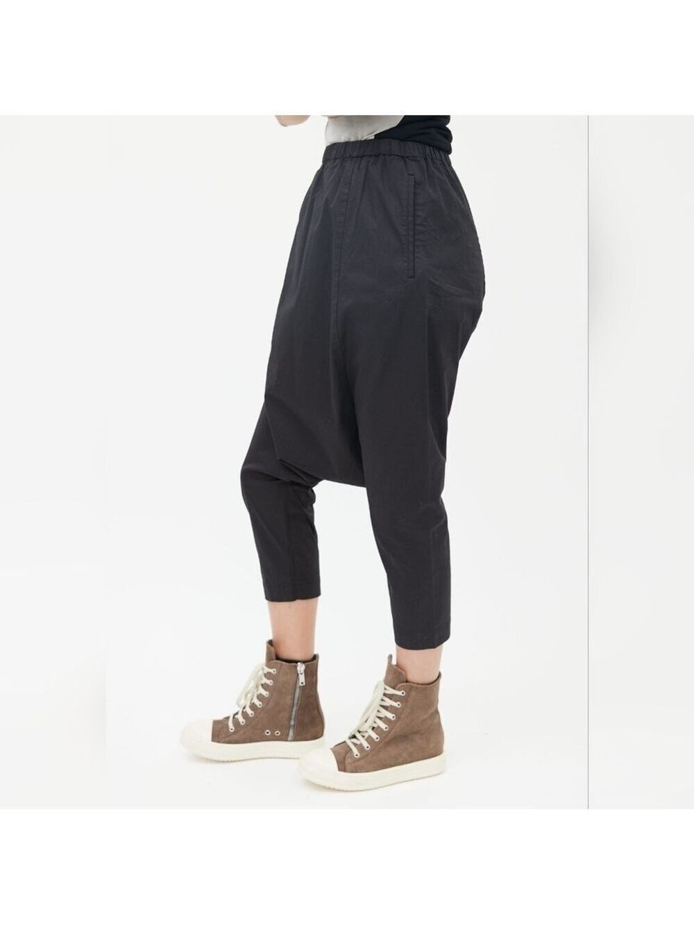 HP. Comme de Garcons X H&M  Black Drop Seat Slim Leg Capri - Picture 5 of 13